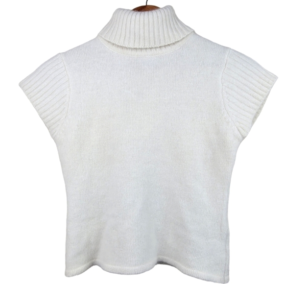 *NWT* Airport‎  Angora Turtleneck Ribbed Short-sleeved Sweater - Picture 3 of 6